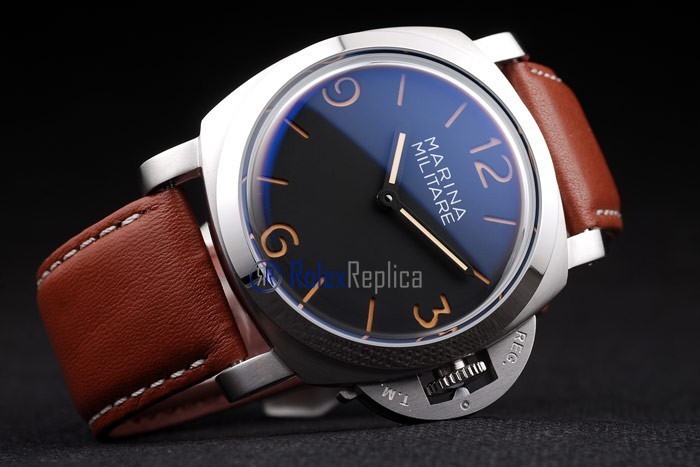 Panerai replica marina militare acciaio black dial imitazione copia - immagine 4