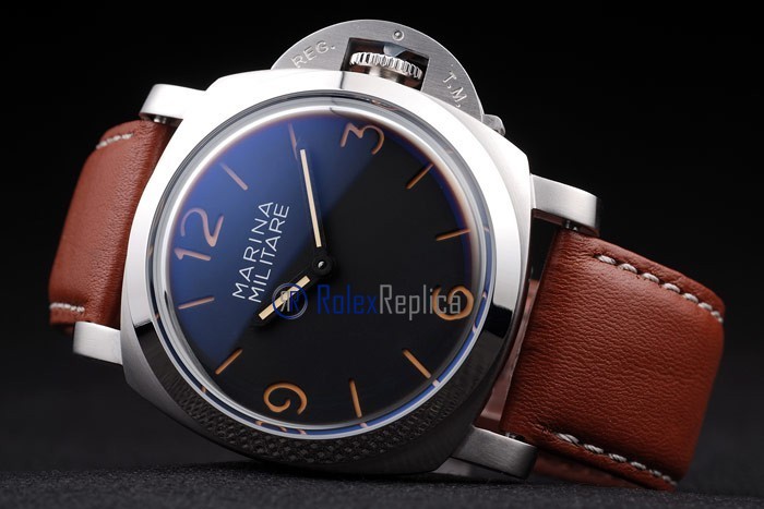 Panerai replica marina militare acciaio black dial imitazione copia - immagine 5