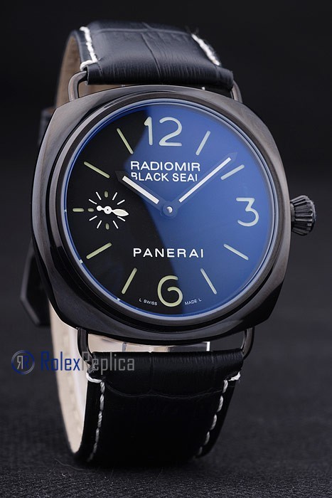 Panerai replica radiomir black seal pro-hunter pvd strip leather imitazione copia - immagine 4