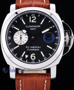 Alternative view of Panerai replica luminor GMT acciaio strip leather imitazione copia