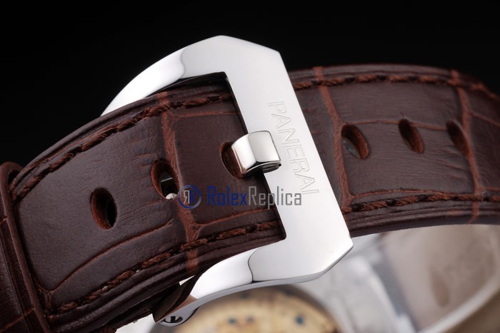 Panerai replica luminor GMT acciaio strip leather brown imitazione copia - immagine 6