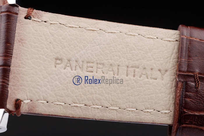 Panerai replica luminor GMT acciaio strip leather brown imitazione copia - immagine 7