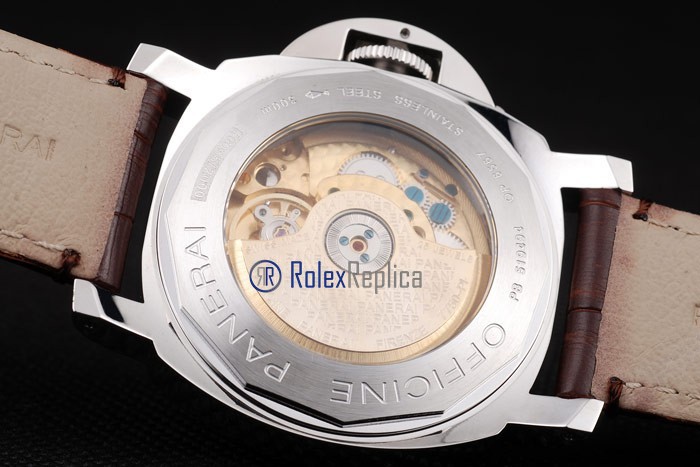 Panerai replica luminor GMT acciaio strip leather brown imitazione copia - immagine 9