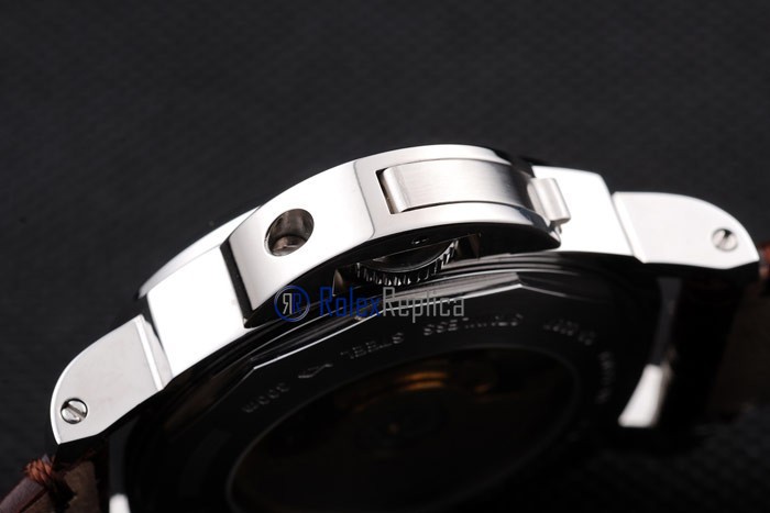 Panerai replica luminor GMT acciaio strip leather brown imitazione copia - immagine 10