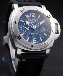 Alternative view of Panerai replica luminor GMT arktos acciaio strip rubber imitazione copia