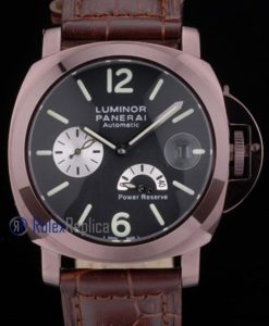 Panerai replica luminor power reserve pro-hunter pvd brown strip leather imitazione copia