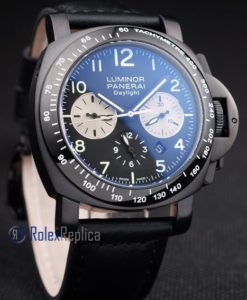 Alternative view of Panerai replica luminor daylight chrono pro-hunter pvd strip leather imitazione copia