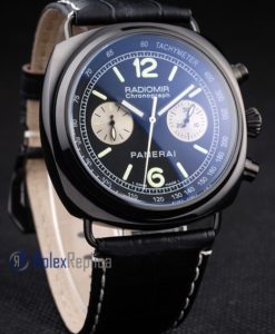 Alternative view of Panerai replica radiomir chronograph dial panda pro-hunter pvd strip leather imitazione copia