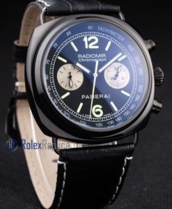 Panerai replica radiomir chronograph dial panda pro-hunter pvd strip leather imitazione copia