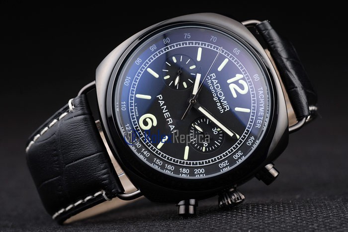 Panerai replica radiomir chronograph pro-hunter pvd strip leather imitazione copia - immagine 4
