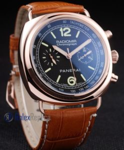 Alternative view of Panerai replica radiomir chronograph rose gold strip leather imitazione copia