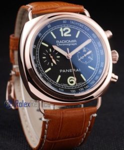 Panerai replica radiomir chronograph rose gold strip leather imitazione copia