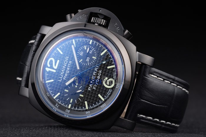 Panerai replica luminor regatta flyback pro-hunter strip leather imitazione copia - immagine 5