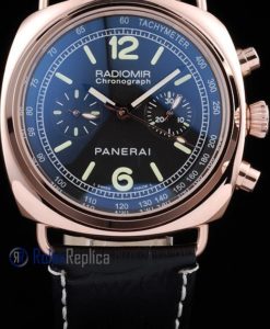 Alternative view of Panerai replica radiomir chronograph rose gold strip leather black imitazione copia