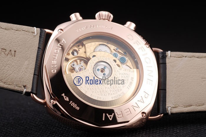 Panerai replica radiomir chronograph rose gold strip leather black imitazione copia - immagine 10