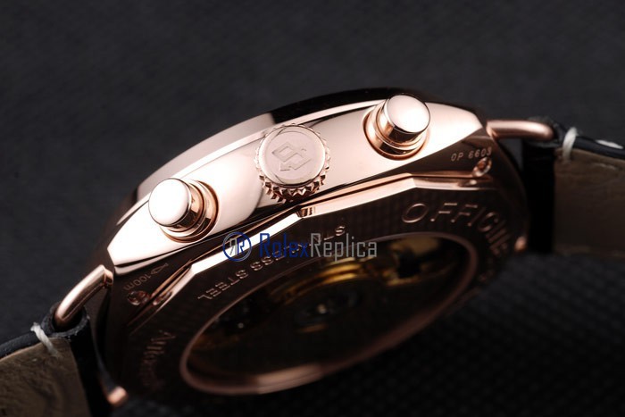 Panerai replica radiomir chronograph rose gold strip leather black imitazione copia - immagine 11
