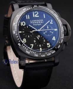 Panerai replica luminor daylight black dial chrono pro-hunter pvd strip leather imitazione copia