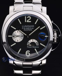 Alternative view of Panerai replica luminor marina power reserve acciaio black dial imitazione copia
