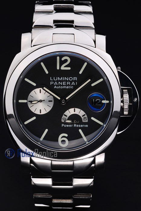 Panerai replica luminor marina power reserve acciaio black dial imitazione copia - immagine 2