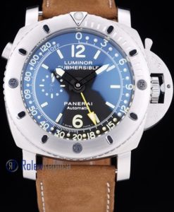 Alternative view of Panerai replica luminor marina submersible acciaio strip leather imitazione copia