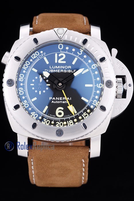 Panerai replica luminor marina submersible acciaio strip leather imitazione copia - immagine 2