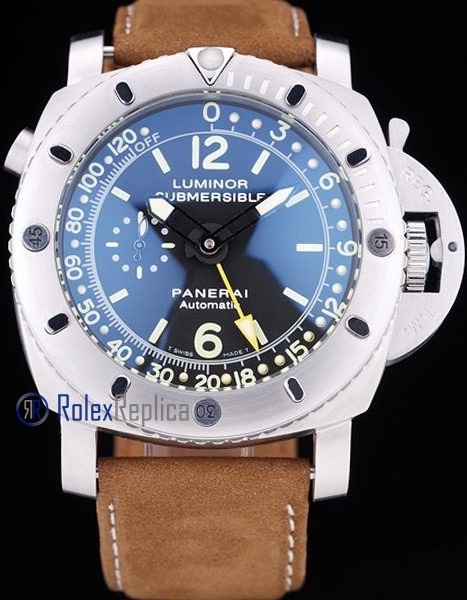 Panerai replica luminor marina submersible acciaio strip leather imitazione copia