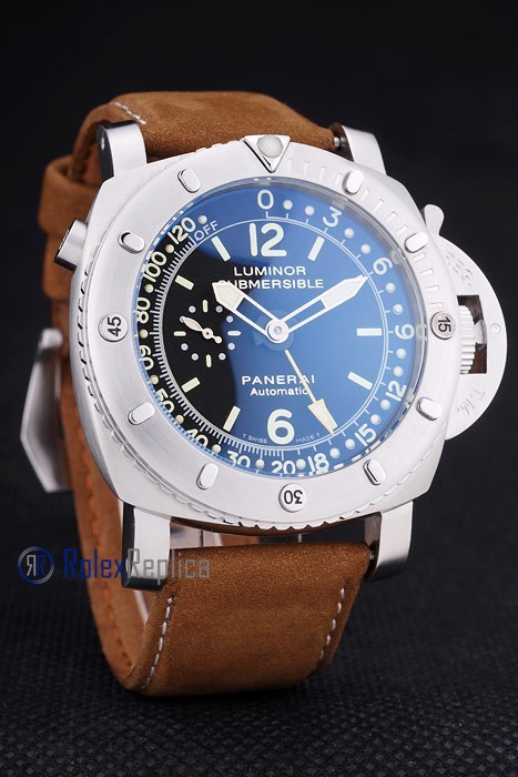 Panerai replica luminor marina submersible acciaio strip leather imitazione copia - immagine 5