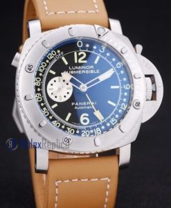 Panerai replica luminor marina submersible depth gauge acciaio strip leather imitazione copia