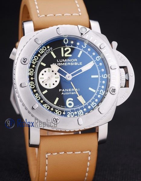 Panerai replica luminor marina submersible depth gauge acciaio strip leather imitazione copia