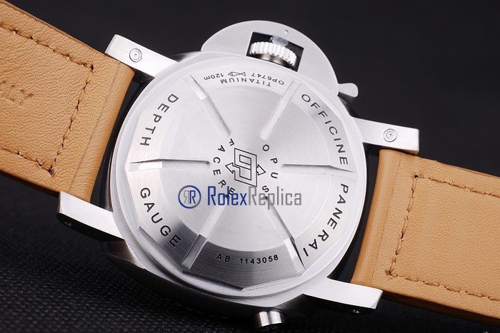 Panerai replica luminor marina submersible depth gauge acciaio strip leather imitazione copia - immagine 9