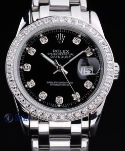 Alternative view of rolex replica datejust black full brillantini orologio imitazione