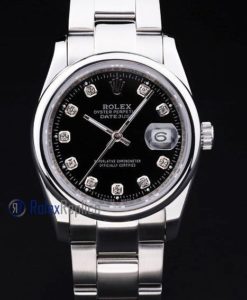 rolex replica datejust black brillantini ghiera liscia orologio imitazione