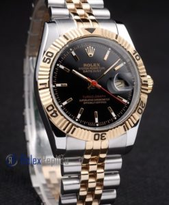 Alternative view of rolex replica turn-o-graph acciaio oro black imitazione orologio