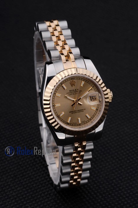 rolex replica datejust lady acciaio oro barrette orologio imitazione - immagine 4