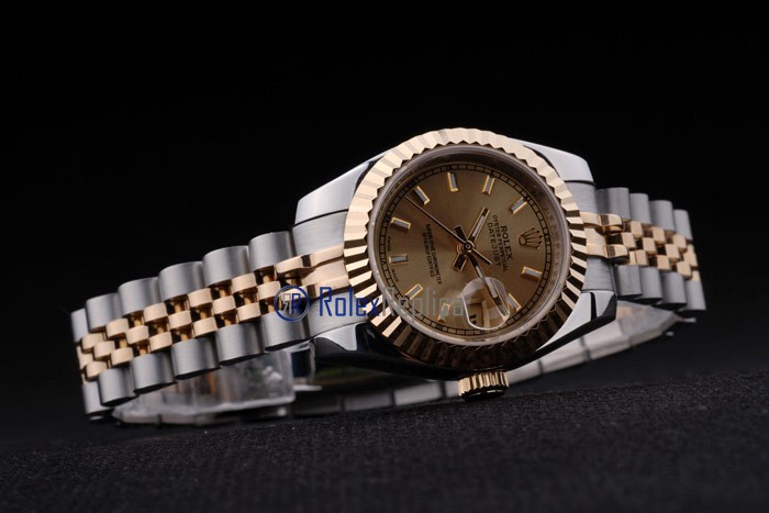rolex replica datejust lady acciaio oro barrette orologio imitazione - immagine 5