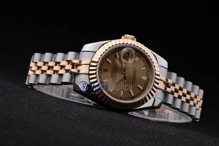 rolex replica datejust lady acciaio oro barrette orologio imitazione - immagine 6