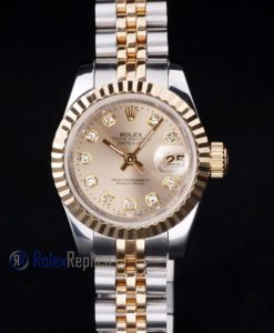 Alternative view of rolex replica datejust lady acciaio oro brillantini orologio imitazione
