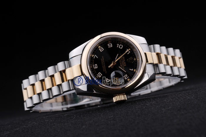 rolex replica datejust lady acciaio oro black arab orologio imitazione - immagine 5