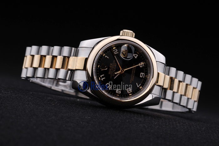 rolex replica datejust lady acciaio oro black arab orologio imitazione - immagine 6