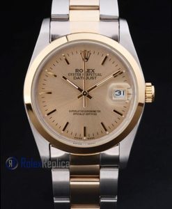 Alternative view of rolex replica datejust acciaio oro barrette ghiera liscia orologio imitazione