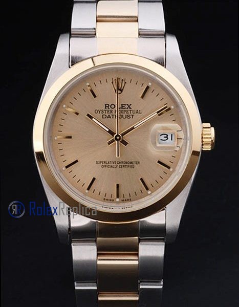 rolex replica datejust acciaio oro barrette ghiera liscia orologio imitazione
