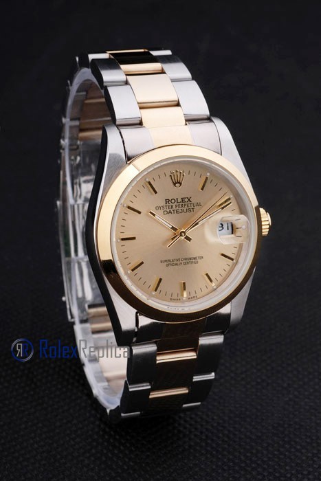 rolex replica datejust acciaio oro barrette ghiera liscia orologio imitazione - immagine 4