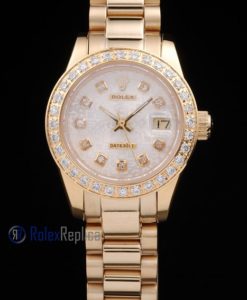 Alternative view of rolex replica datejust lady oro full brillantini centenario orologio imitazione