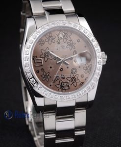 Alternative view of rolex replica datejust acciaio flower brown orologio imitazione