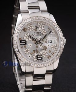 rolex replica datejust acciaio flower argentèè orologio imitazione
