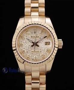 Alternative view of rolex replica datejust lady oro full centenario brillantini orologio imitazione