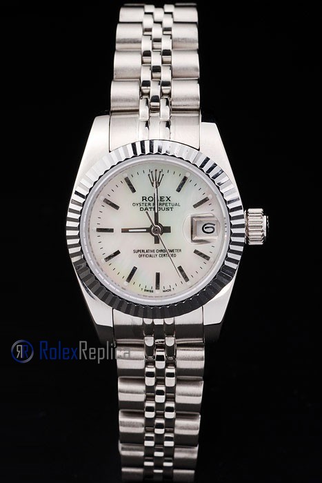 rolex replica datejust lady acciaio madreperla barrette orologio imitazione - immagine 2
