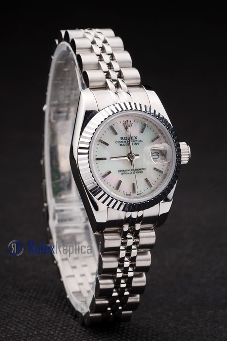 rolex replica datejust lady acciaio madreperla barrette orologio imitazione - immagine 5