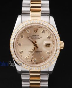 Alternative view of rolex replica datejust lady acciaio oro full brillantini orologio imitazione