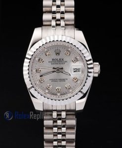 Alternative view of rolex replica datejust lady acciaio argentèè brillantini orologio imitazione